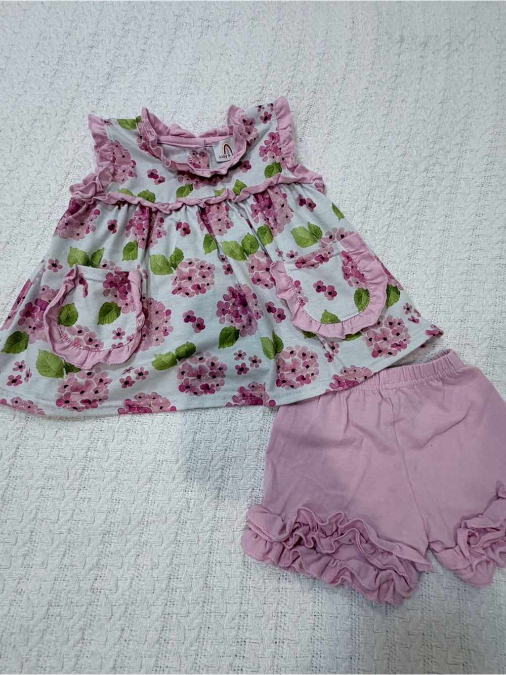 Pink Floral Ruffle Toddler Dress & Shorts Set